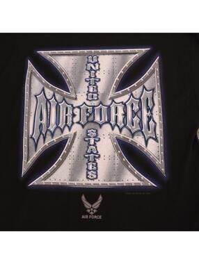 Vtg Air Force Shirt Medium Iron Cross USAF 2004 Black Ink